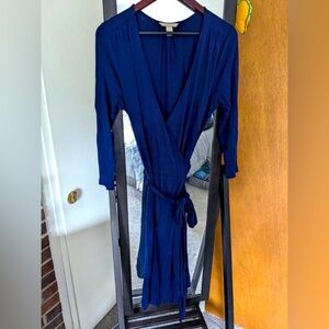 Banana Republic Blue Jersey Wrap Dress (size L)